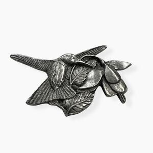 Pewter Hummingbird Pin Birds & Blooms Premiere Edition 1995-1996 Small 1 Inch